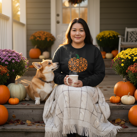 Cozy Paws Pumpkin Sweatshirt – Adorable Dog Paw Print Design