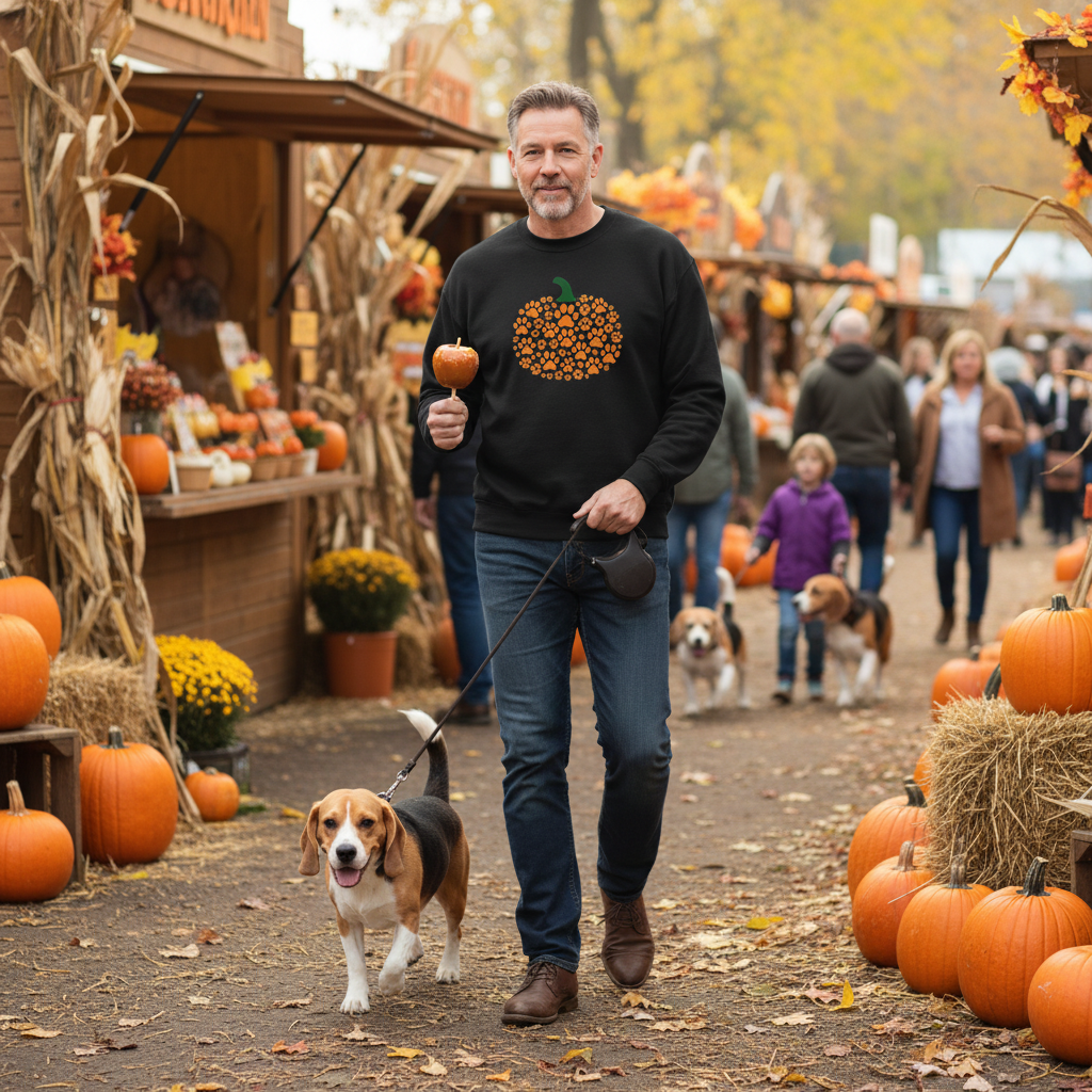 Cozy Paws Pumpkin Sweatshirt – Adorable Dog Paw Print Design
