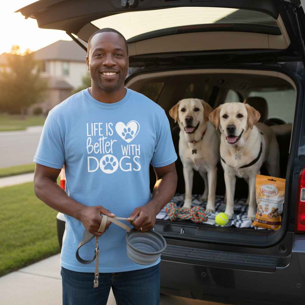 Life is Better with Dogs T-Shirt – Stylish Heart & Paw Graphic for Dog Lovers