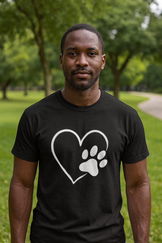 Dog Mom Heart & Paw Brushstroke Tee – Show Your Love for Dogs