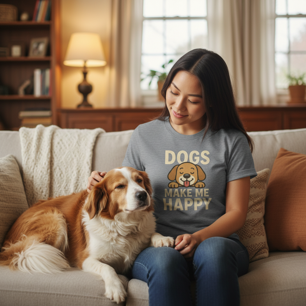 🐶 Dogs Make Me Happy – Funny Dog Lover T-Shirt