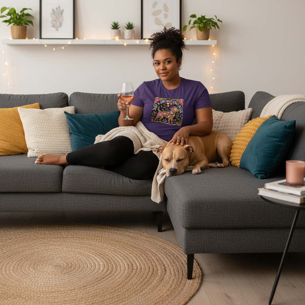 Just a Girl Who Loves Dogs Floral Print T-Shirt - Womens Fit