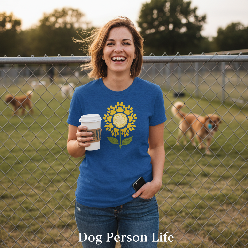 Bloom with Paw-sitivity: The Pawprint Sunflower Tee
