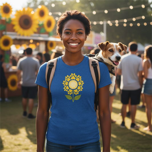 Bloom with Paw-sitivity: The Pawprint Sunflower Tee