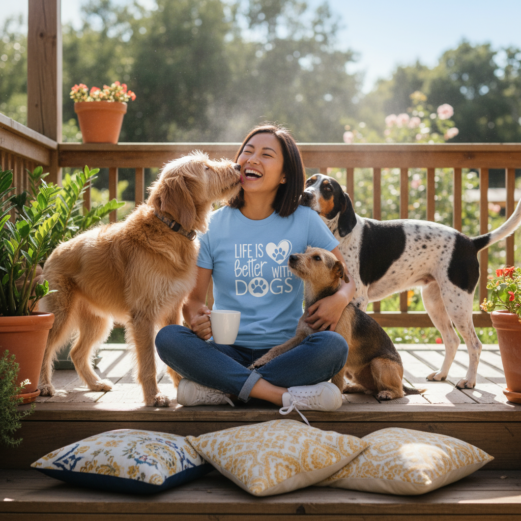 Life is Better with Dogs T-Shirt – Stylish Heart & Paw Graphic for Dog Lovers